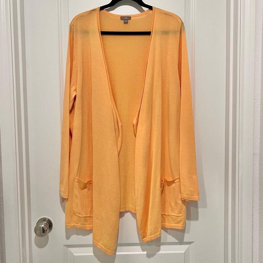 J. Jill Women's Waterfall Longline Open Cardigan Bright Yellow Sz. Large (14)